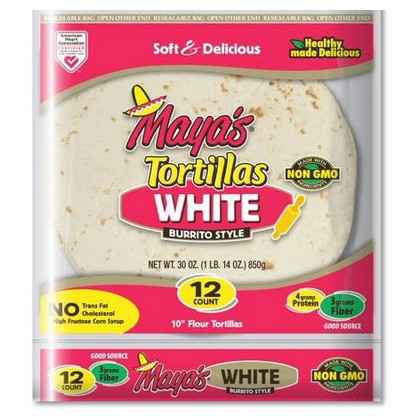 Chef's Quality - 12" White Flour Soft Tortillas or Wraps - 12ct Pack
