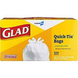 Glad Tall Kitchen Quick-Tie Trash Bags, 13 Gallon, 200 ct