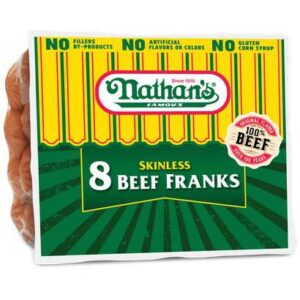 Nathan's Famous - Skinless Beef Franks - 5:1 (3.2 oz each), 5 lbs