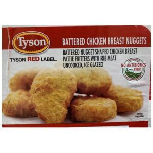 Frozen Tyson - NAE Uncooked, Battered Chicken Nuggets, 225 Pieces- 10 lbs