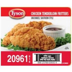 Frozen Tyson - Uncooked, Southern Style, Chicken Tenderloin Fritters, 1.06 Oz, 75 Pieces- 10 lbs