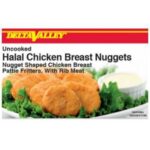 Frozen Delta Valley - Uncooked Breaded Halal Chicken Breast Nugget Fritters - 10 lbs, avg 225 ct