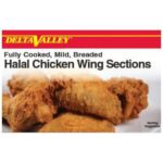 Frozen Delta Valley - Fully Cooked Mild Breaded Halal Chicken Wings 1st & 2nd Joints - 10 lbs, 60-100 ct