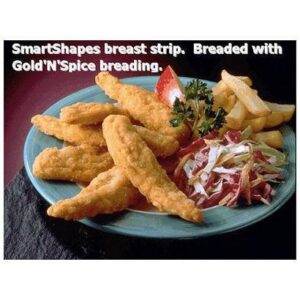 Frozen Brakebush - #5841 FC Smart-Shapes G'N'S Breaded Breast Strips - 145/1.1 oz, 10 lb