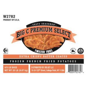 Frozen Big C - Premium Select Zesty Twister French Fries - 20 lbs