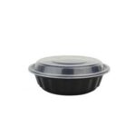 Kari-out- 6" Black Medium Round Microwaveable Container Combo - 150 ct Pack