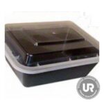 Choice 28 oz. Black 8 3/4" x 6 1/4" x 1 3/4" Rectangular Microwavable Heavy Weight Container with Lid - 150/Case