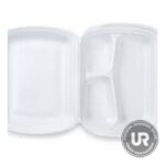 Genpak 23300 9" x 9" x 3" White 3-Compartment Hinged Lid Foam Container - 200/Case